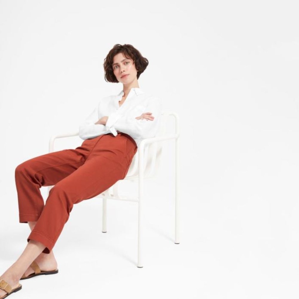 Everlane Straight Leg Crop GUC in Faded Red